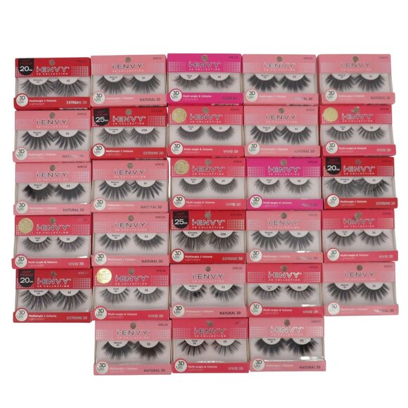Kiss Other - Lot of 28 I Envy by KISS 3D Collection Strip Eyelashes Black NO Adhesive NEW